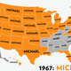Illustration for article titled Map: Six Decades of the Most Popular Names for Boys, State-by-State